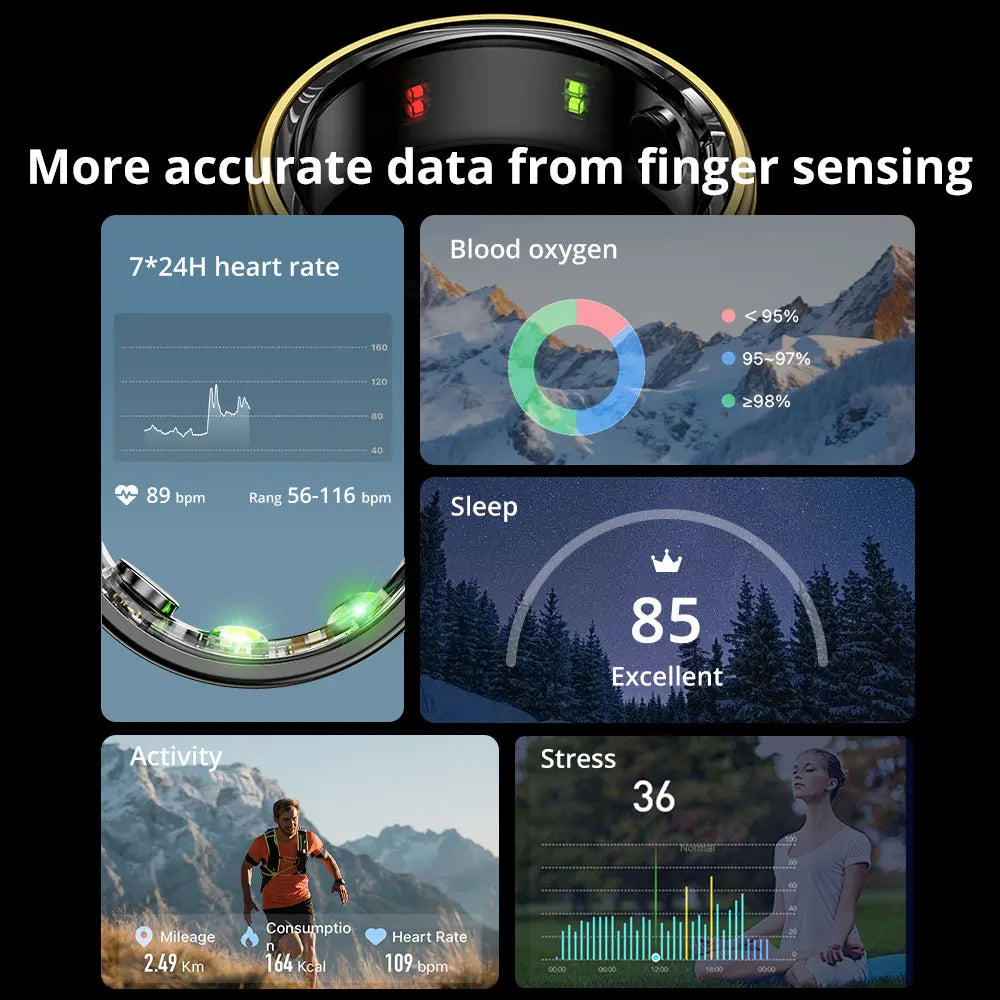 Smart Ring 💍✨ – For Men & Women | Heart Rate ❤️ & Blood Oxygen Monitor 🩸 | IP68 & 5ATM Waterproof 💧 | Multi-Sport Mode 🏋️‍♀️🏃‍♂️