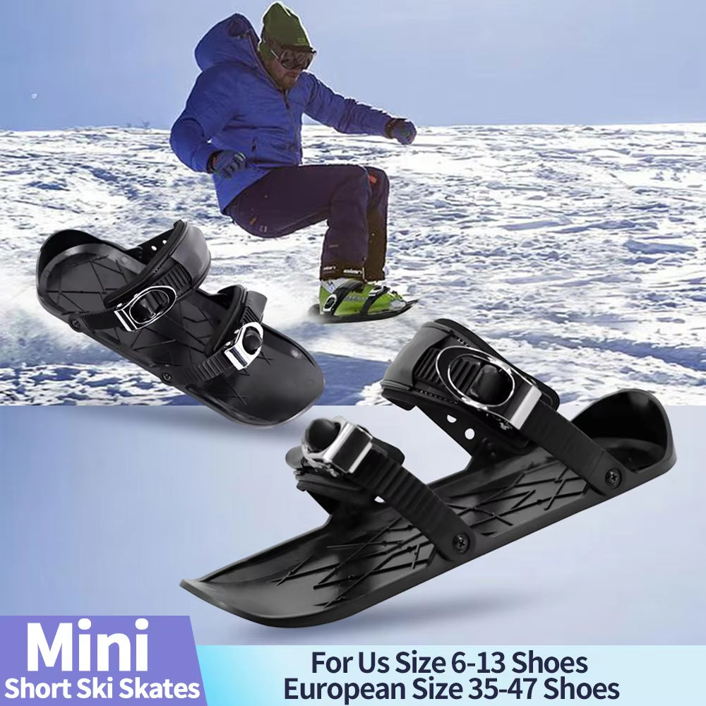 Mini Short Ski Skates Snowboard Boots Ski Boards Adjuatable Short Skating Ski Shoes for Winter Outdoor Sports for Adult Male